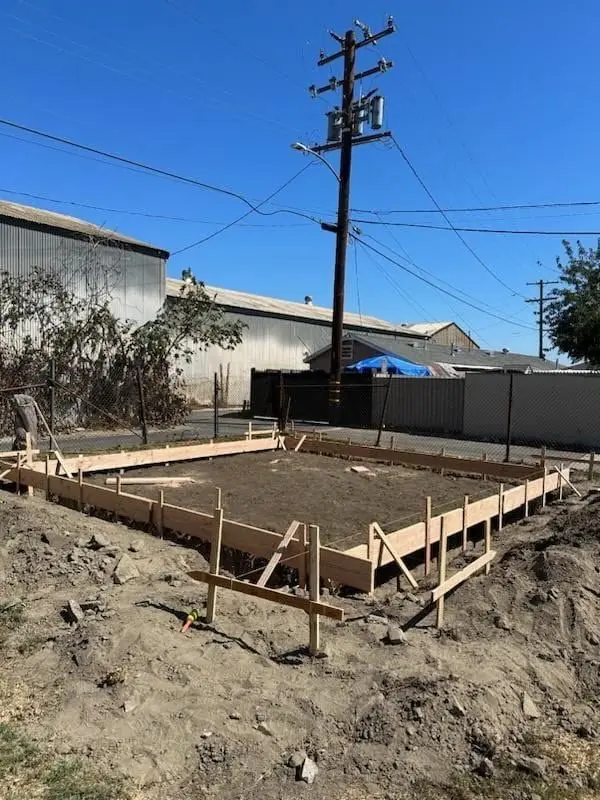 Footing forms set for a new detached ADU in Compton