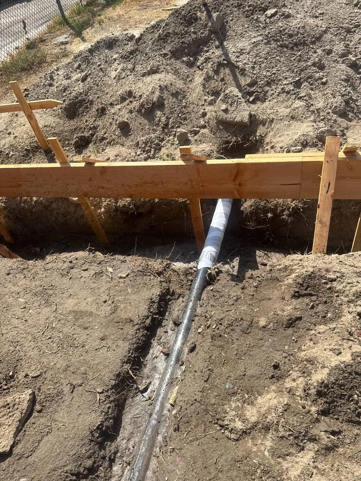New sewer line run under the footing for an ADU